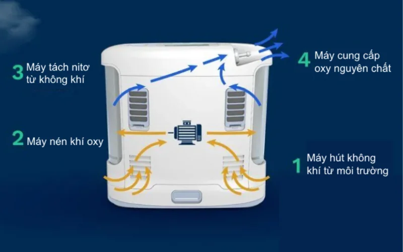 hoạt động của máy tạo oxy