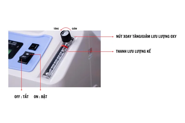 Hướng dẫn cách tăng/giảm lưu lượng oxy