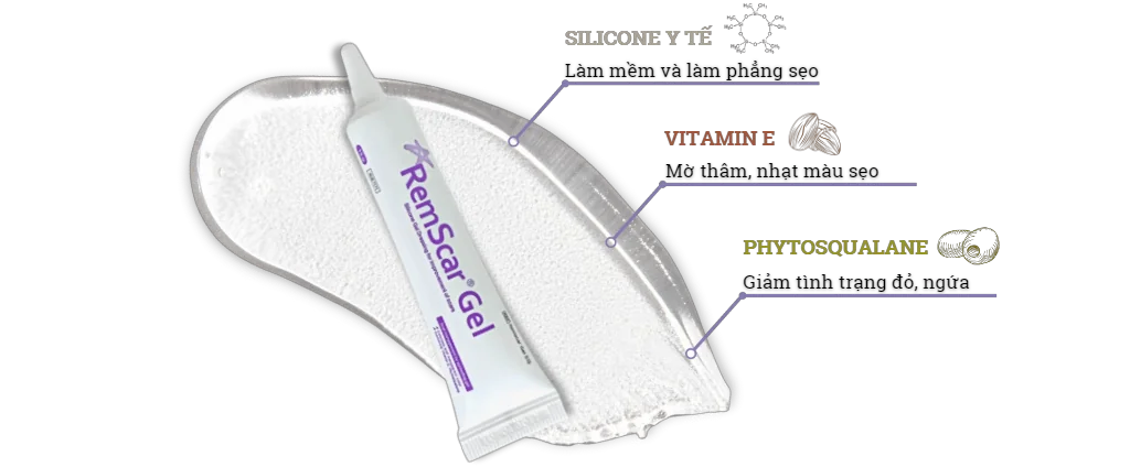 Kem silicone trị sẹo mờ sẹo RemScar® Gel 15g