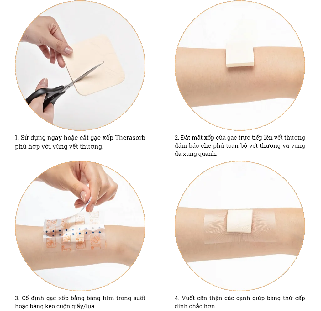 Gạc xốp siêu thấm hút không dính vào vết thương Therasorb Algi Plus Hydrophilic 10cmx10cm