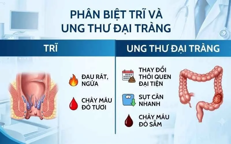 phân biệt trĩ và ung thư đại tràng
