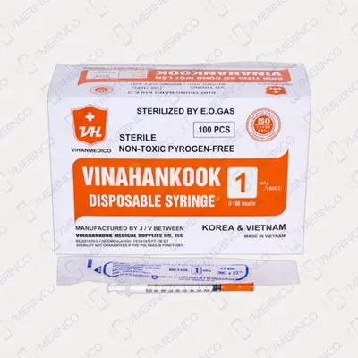 Bơm tiêm insulin sử dụng 1 lần Vinahankook 1ml U100