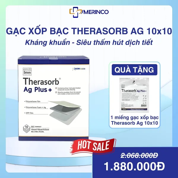 Gạc xốp tẩm bạc kháng khuẩn Therasorb® Ag Plus 10cmx10cm (hộp)
