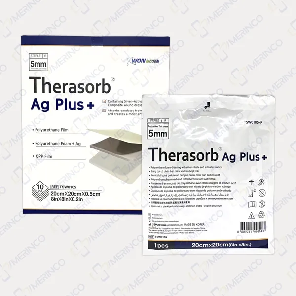 Gạc xốp tẩm bạc kháng khuẩn Therasorb® Ag Plus siêu thấm hút dịch tiết vết thương 20cmx20cm