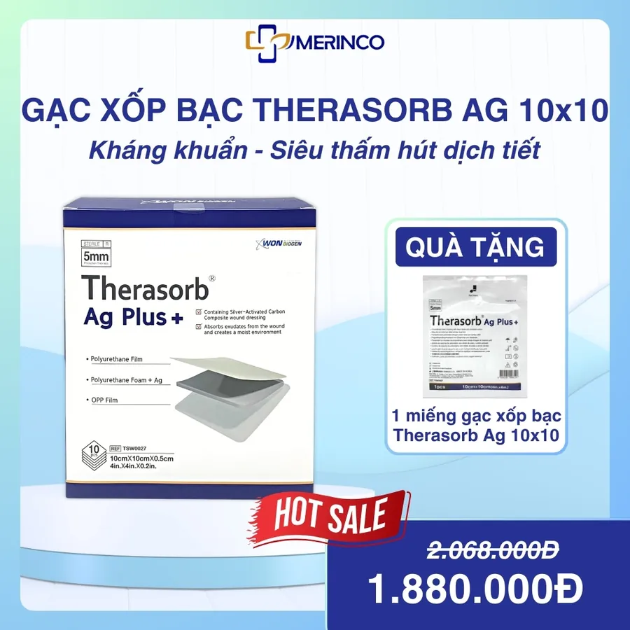 Gạc xốp tẩm bạc kháng khuẩn Therasorb® Ag Plus 10cmx10cm (hộp)