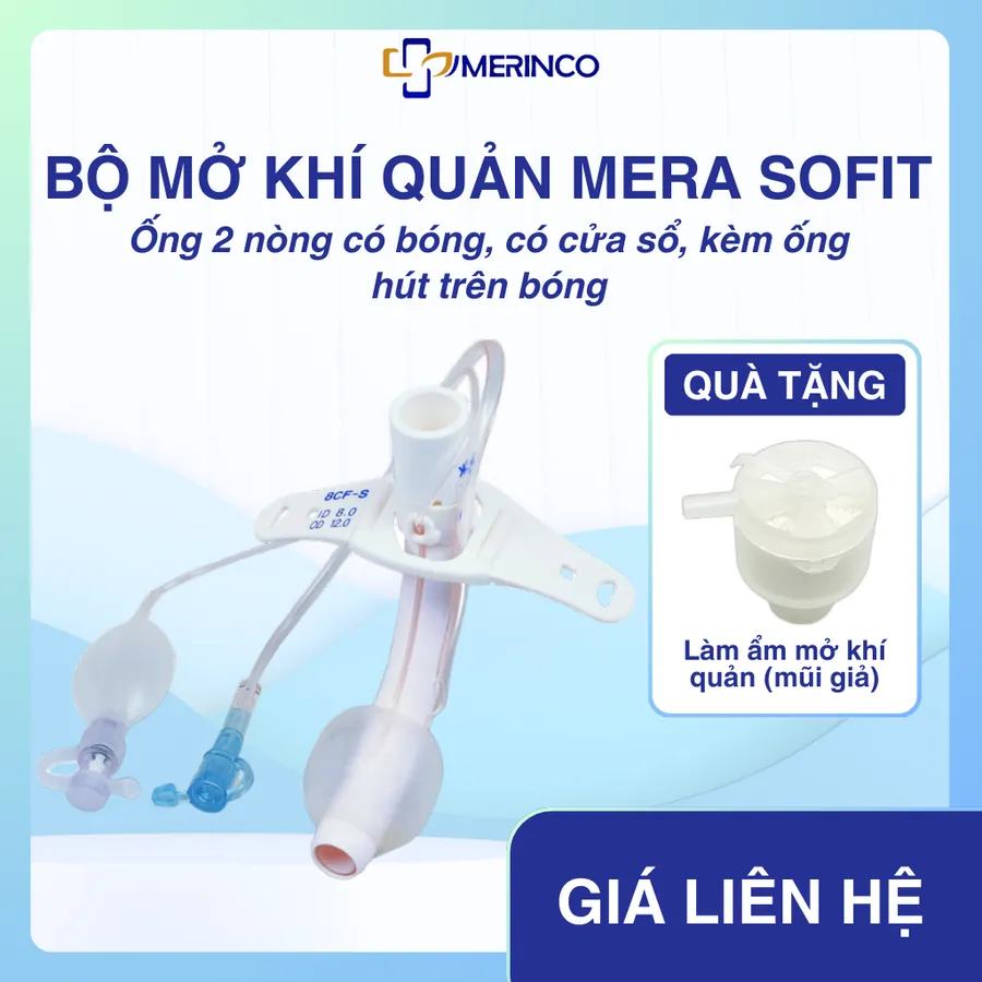 Ống mở khí quản 2 nòng có bóng, có cửa sổ kèm ống hút trên bóng MERA SOFIT D-CFS