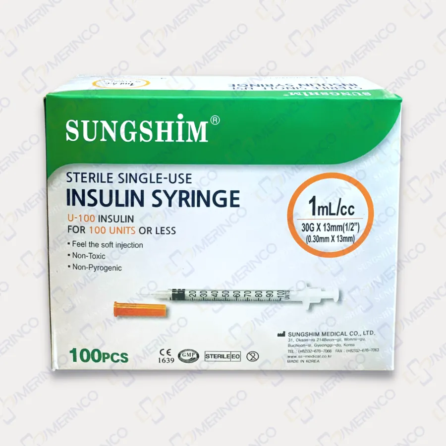 Bơm tiêm insulin Sungshim Hàn Quốc 1ml (kim dài 13mm)
